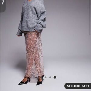 ASOS Maxi Skirt in Beige and Silver